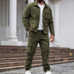 Conjunto de 2 piezas de chaqueta y pantalones cargo retro para hombre