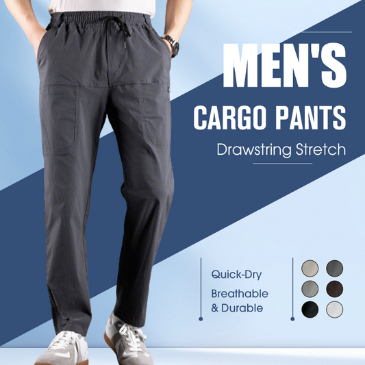 Pantalones cargo elásticos con cordón para hombre