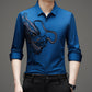 Camisa de manga larga con estampado de dragón de negocios para hombre
