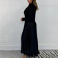 Vestido plisado de cuello redondo elegante y elegante para mujer