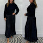 Vestido plisado de cuello redondo elegante y elegante para mujer