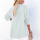 Blusa casual de manga larga con cuello de botón de gasa para mujer