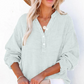 Blusa casual de manga larga con cuello de botón de gasa para mujer