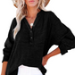 Blusa casual de manga larga con cuello de botón de gasa para mujer