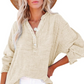Blusa casual de manga larga con cuello de botón de gasa para mujer