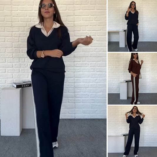 Conjunto de Top y Pantalones de Manga Larga para Mujer