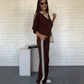 Conjunto de Top y Pantalones de Manga Larga para Mujer