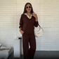 Conjunto de Top y Pantalones de Manga Larga para Mujer