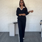 Conjunto de Top y Pantalones de Manga Larga para Mujer