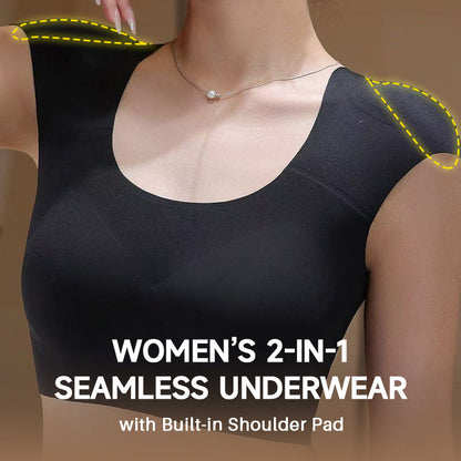 Ropa interior sin costuras 2 en 1 para mujer con hombrera incorporada