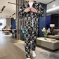 Conjunto de chaqueta y pantalón con estampado floral para hombre