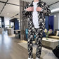 Conjunto de chaqueta y pantalón con estampado floral para hombre