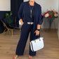 Elegante Cárdigan de Línea Larga y Top & Pantalones Conjunto de 3 Piezas
