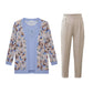 Conjunto de 3 piezas de cárdigan elegante para mujer, top y pantalones
