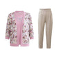 Conjunto de 3 piezas de cárdigan elegante para mujer, top y pantalones