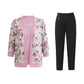 Conjunto de 3 piezas de cárdigan elegante para mujer, top y pantalones