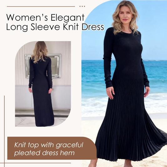 Elegante vestido de punto de manga larga para mujer