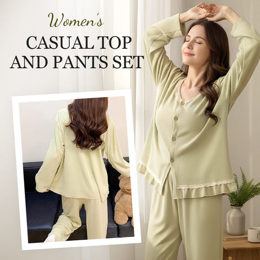 Conjunto casual de camiseta de manga larga y pantalones de cintura elástica para mujer