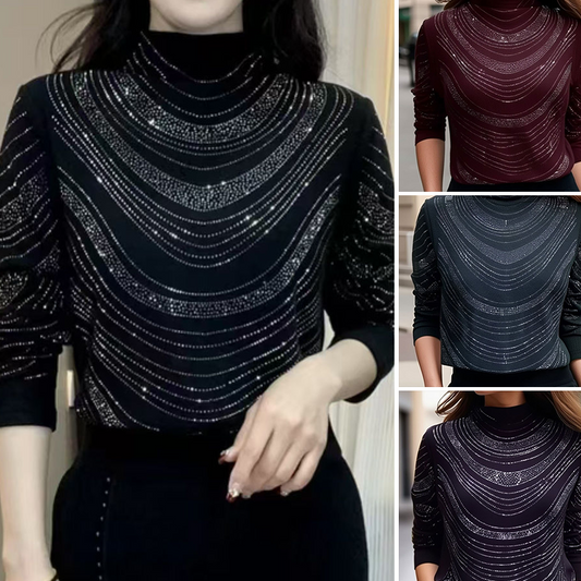 Top de manga larga elegante para mujer con lentejuelas