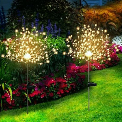 Lámpara de fuegos artificiales de jardín solar a prueba de agua