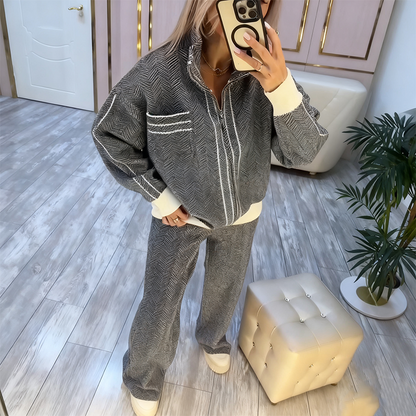 Conjunto de 2 piezas de chaqueta y pantalones elegantes para mujer