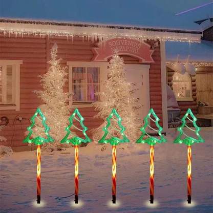 5 PCS Luces de camino solares impermeables para exteriores de Navidad