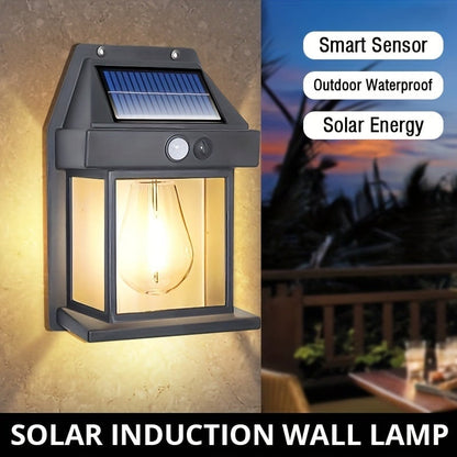 Lámpara Solar de Pared Vintage con Sensor de Movimiento para Exterior