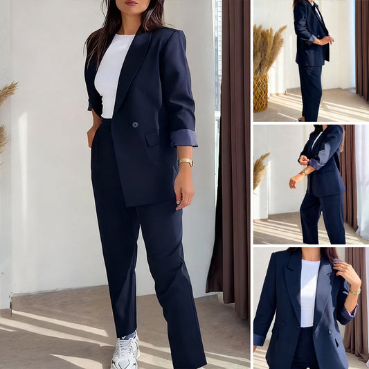 Conjunto clásico femenino de blazer y pantalones de dos piezas