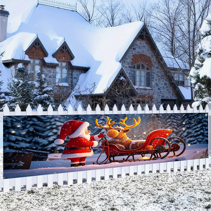 🎄 ¡50% DE DESCUENTO POR TIEMPO LIMITADO! 🎅 Lona Cartel Navideño Colgante para Exterior – Resistente a la Intemperie y Ojillos Reforzados ⭐