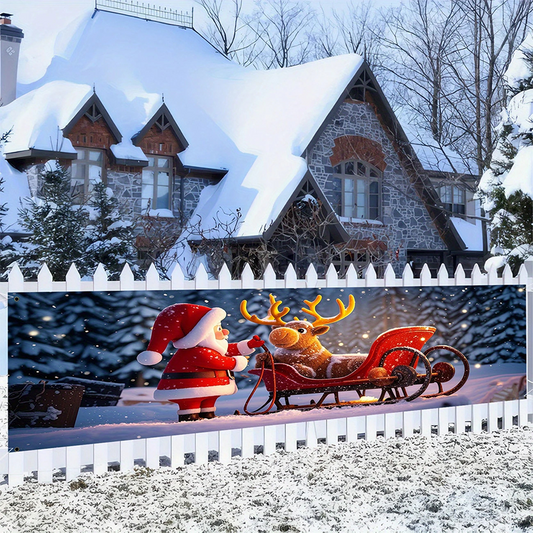 🎄 ¡50% DE DESCUENTO POR TIEMPO LIMITADO! 🎅 Lona Cartel Navideño Colgante para Exterior – Resistente a la Intemperie y Ojillos Reforzados ⭐