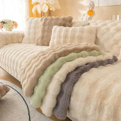 Funda de sofá de felpa gruesa de conejo Pousbo
