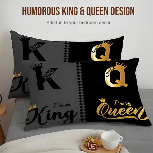 Conjunto de fundas de edredón de la pareja "King & Queen" de tres piezas