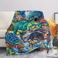 Manta de franela con estampado de dinosaurios vibrante