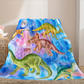 Manta de franela con estampado de dinosaurios vibrante