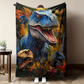 Manta de franela con estampado de dinosaurios vibrante