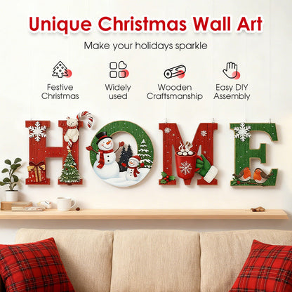 Cartel de Decoración de Paredes de Madera Navidad - HOGAR/ALEGRÍA