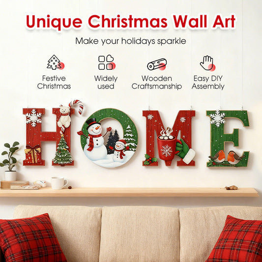 Cartel de Decoración de Paredes de Madera Navidad - HOGAR/ALEGRÍA
