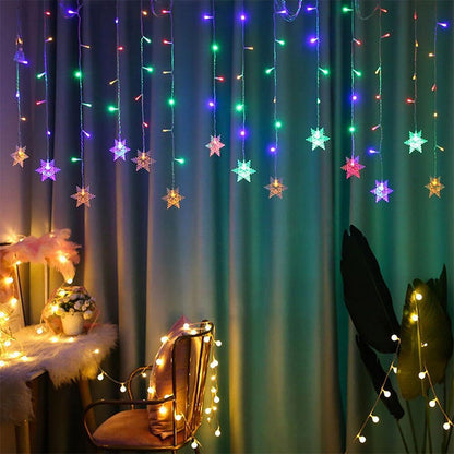 Luces de cortina LED tipo copo de nieve