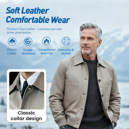 Chaqueta clásica de cuero sintético para hombre