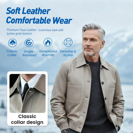 Chaqueta clásica de cuero sintético para hombre