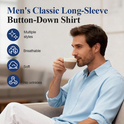 Camisa clásica de manga larga de hombre abotonada