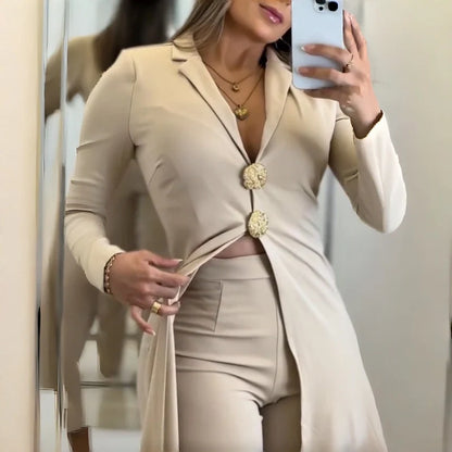 Mono de manga larga elegante para solapa para mujer