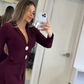Mono de manga larga elegante para solapa para mujer