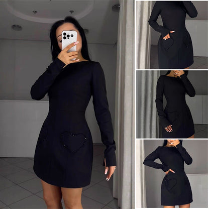 Elegante vestido mini de escote redondo y corte ajustado