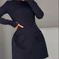 Elegante vestido mini de escote redondo y corte ajustado