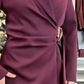 Vestido blazer de solapa de manga larga larga y muescas para mujer