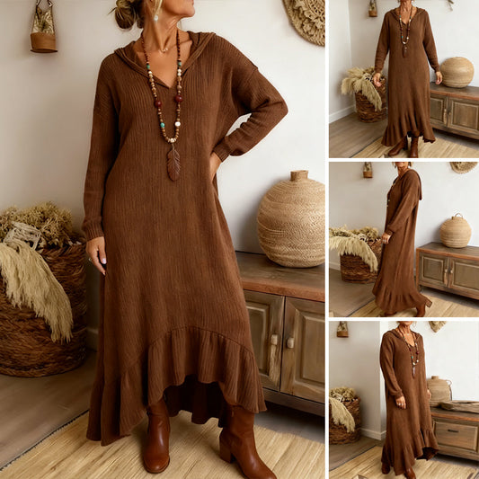 Vestido informal de punto con capucha para mujer