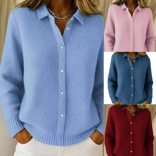 Jersey de mujer elegante con cuello abotonado