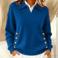 Jersey de escote en V de color liso de moda femenina