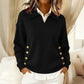 Jersey de escote en V de color liso de moda femenina